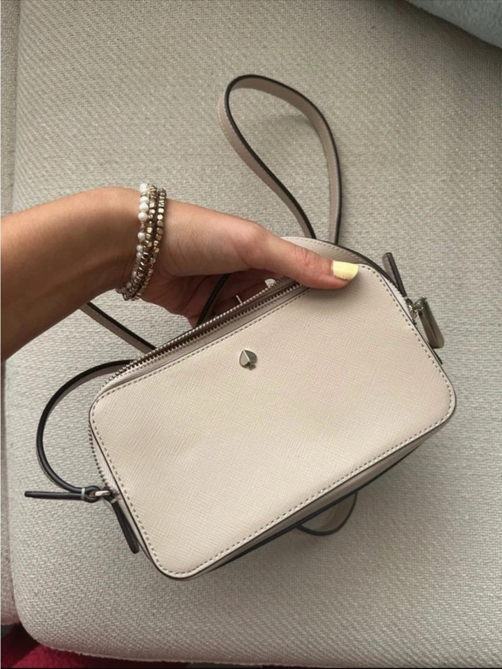 kate spade Cream Crossbody with Gold Spade Accent
